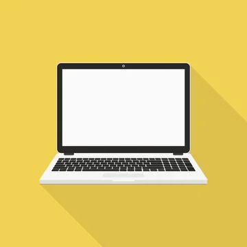 Laptop flat icon, long shadow design. Vector illustration. Illustrazione stock