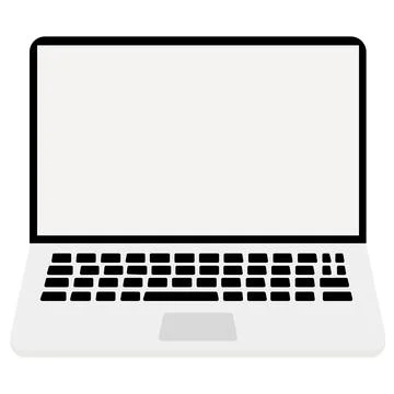 Laptop flat icon on white background. Computer laptop with blank empty screen Stock Illustration