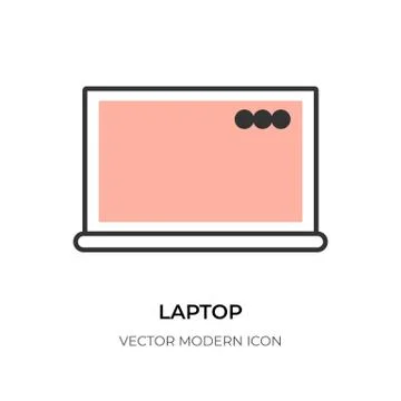 Laptop flat line icon pc notebook computer vector Stockillustratie