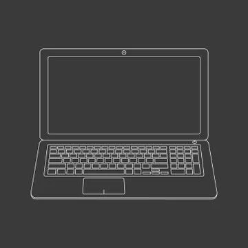 Laptop. Flat vector illustration icon. Stylish computer outline symbol isolated Stock Illustration