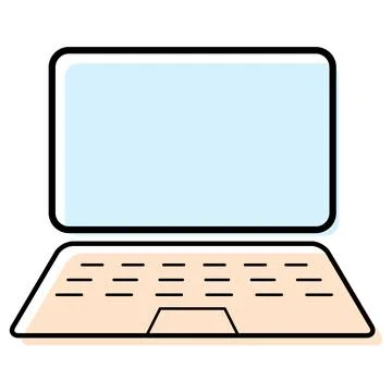 Laptop flat web icon, notebook computer technology symbol , blank display vec Stock Illustration