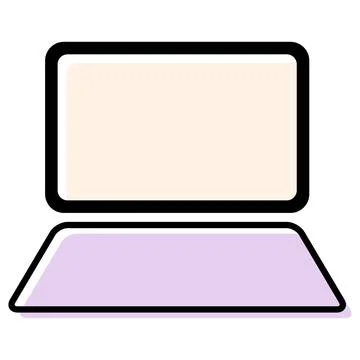 Laptop flat web icon, notebook computer technology symbol , blank display vec Stock Illustration