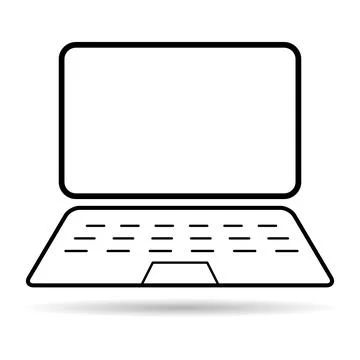Laptop flat web icon shadow, notebook computer technology symbol , blank disp Stock Illustration