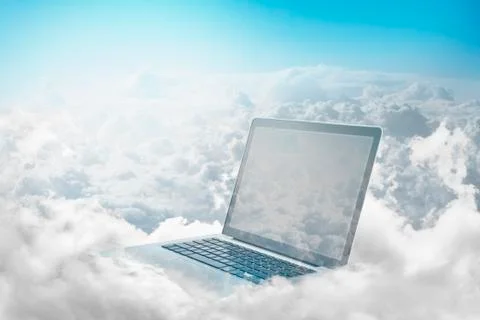 Laptop floating in clouds イラスト素材