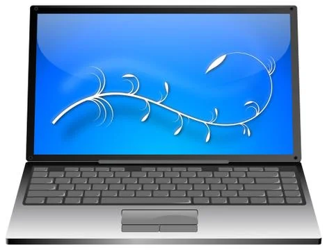 Laptop with floral element Stock Illustration