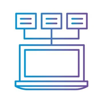 Laptop with flow chart gradient style icon vector design Stock Illustration