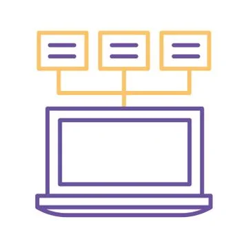 Laptop with flow chart line style icon vector design Stock Illustration