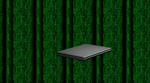Laptop flyby with binary code HD Stockbeeldmateriaal 110358