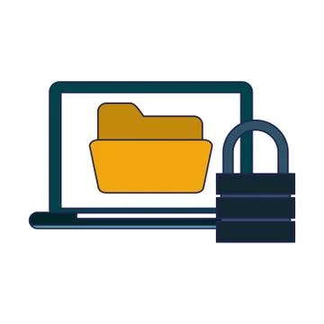 Laptop with folder and padlock Stockillustratie