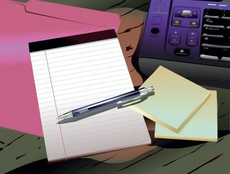Laptop with folder and paper Stock Photos