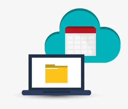 Laptop folder cloud information work Stock Illustration