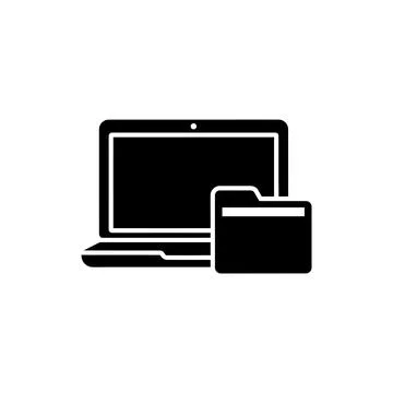 Laptop with Folder File Management Icon 스톡 일러스트