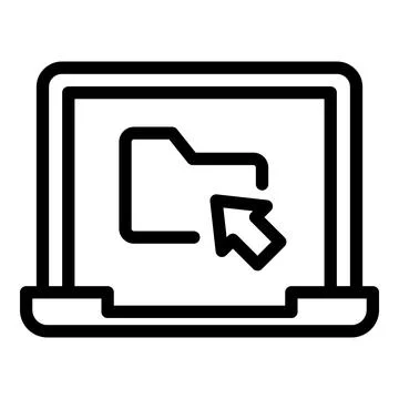 Laptop folder icon outline vector. Computer document 스톡 일러스트