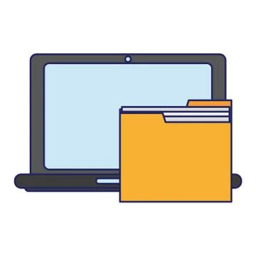 Laptop with folder symbol Stock Illustration