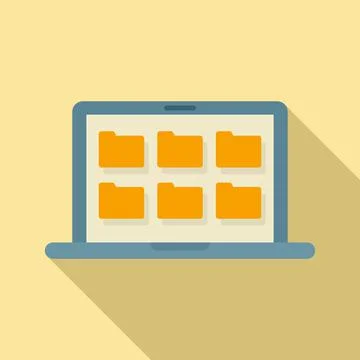 Laptop folders doc icon, flat style Stockillustratie