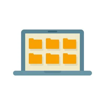 Laptop folders doc icon flat isolated vector Stock Illustration