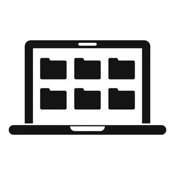 Laptop folders doc icon, simple style Stock Illustration