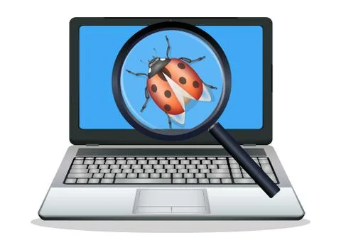 Laptop found computer bug Illustrazione stock