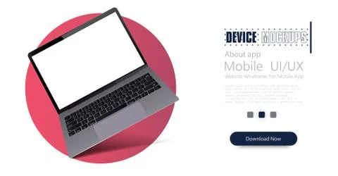 Laptop frame less blank screen, rotated position. 3D isometric illustration n Stock Illustration