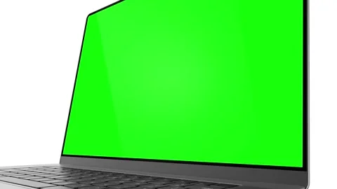 Laptop with frameless screen; camera close-up turn around display. Video ha.. Stock Footage 271546681