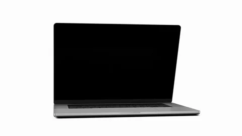 Laptop frameless screen - computer rotation with opening the display and dy.. Video stock 327735992