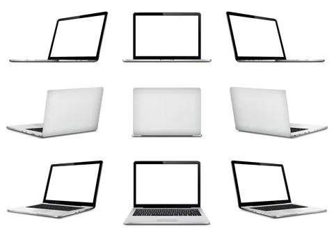 Laptop front and back side mock up Stock Illustration