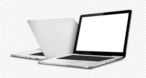Laptop front and back side mock up on transparent background イラスト素材