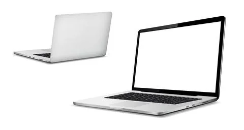 Laptop front and back side mockup isolated on white background 스톡 일러스트