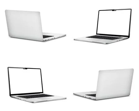 Laptop front and back side mockup isolated on white background Illustrazione stock