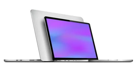 Laptop front and back side mock up with wallpaper screen Stock Illustration