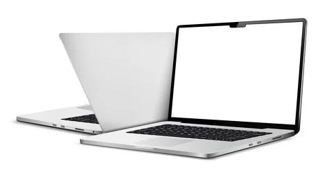 Laptop front and back side isolated on white background Illustrazione stock