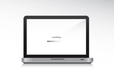 Laptop front with shadow, loading. vector illustration Stock Illustration