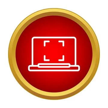 Laptop full screen icon in red circle イラスト素材