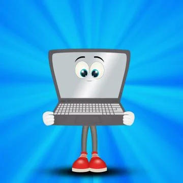 Laptop with funny face Stock Illustration