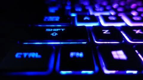 Laptop Gaming Keyboard Ctrl Function Plus Windows Logo Key And Shift Key Pur Stock Photos