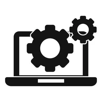 Laptop gear system icon, simple style Stock Illustration
