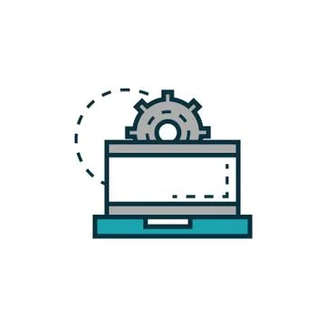Laptop gear work tools engineering icon Illustrazione stock