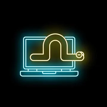 Laptop getting infected by a computer worm malware Stock Illustration