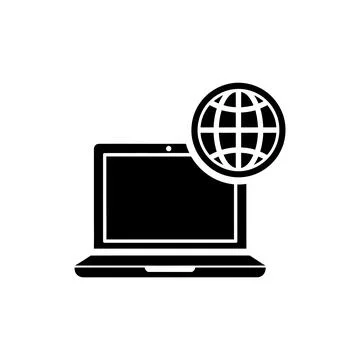 Laptop with Global Connectivity Globe Icon Stock Illustration