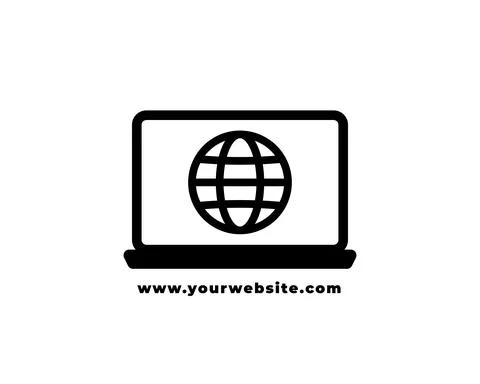 Laptop Globe Icon. Globe on screen of laptop icon isolated on white backgroun Stock Illustration