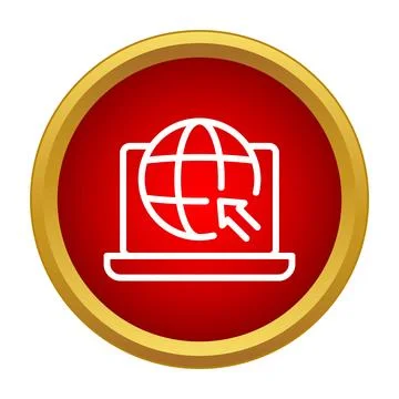Laptop globe icon representing global connectivity and internet access Stock Illustration