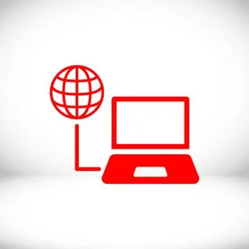 Laptop globe icon stock vector illustration flat design Ilustração Stock