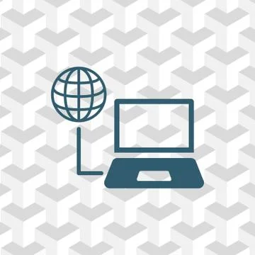 Laptop globe icon stock vector illustration flat design Illustrazione stock
