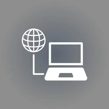 Laptop globe icon stock vector illustration flat design 스톡 일러스트