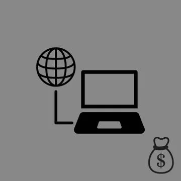 Laptop globe icon stock vector illustration flat design イラスト素材