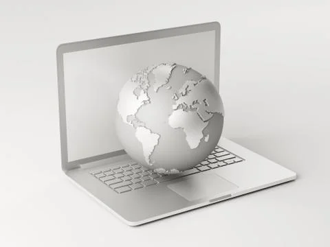 Laptop globe isolated. Stock Illustration