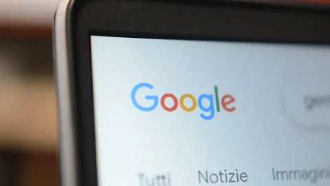 Laptop google app. google app icon logo on device screen. Video stock 302344693