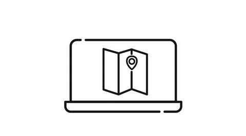 Laptop GPS navigation icon Stock Illustration