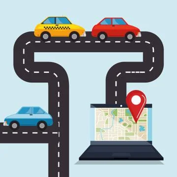 Laptop with gps navigation software Illustrazione stock