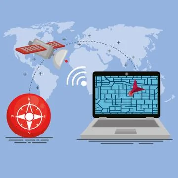 Laptop with gps navigation software Illustrazione stock